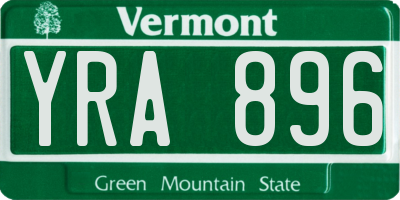 VT license plate YRA896