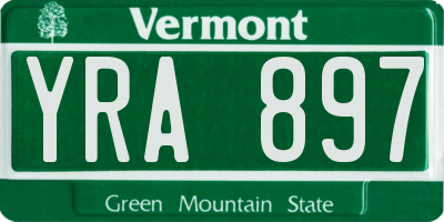 VT license plate YRA897