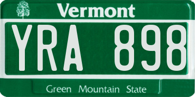 VT license plate YRA898