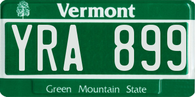 VT license plate YRA899