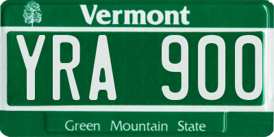 VT license plate YRA900