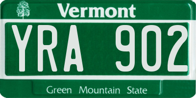 VT license plate YRA902