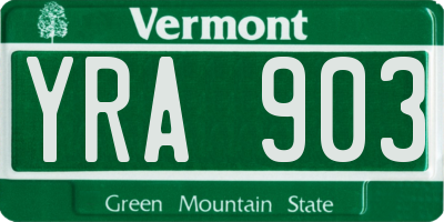 VT license plate YRA903