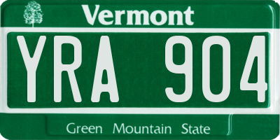 VT license plate YRA904