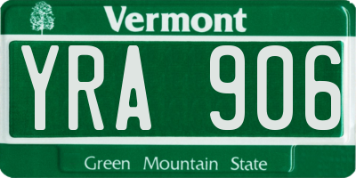 VT license plate YRA906