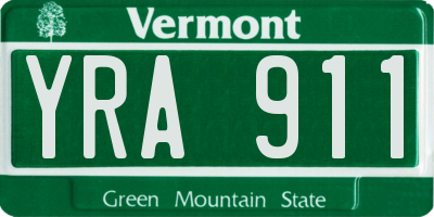 VT license plate YRA911
