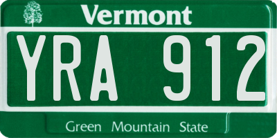 VT license plate YRA912