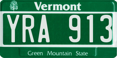 VT license plate YRA913