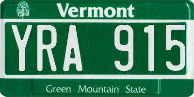 VT license plate YRA915