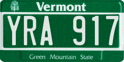 VT license plate YRA917