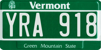 VT license plate YRA918