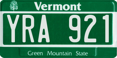 VT license plate YRA921