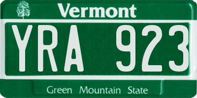 VT license plate YRA923