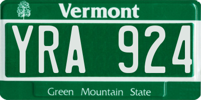VT license plate YRA924
