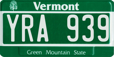 VT license plate YRA939