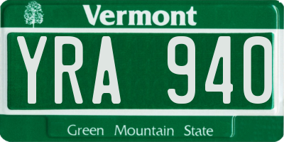 VT license plate YRA940