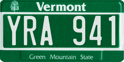 VT license plate YRA941