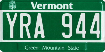 VT license plate YRA944