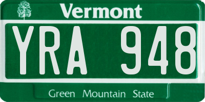 VT license plate YRA948