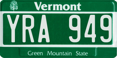 VT license plate YRA949
