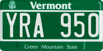 VT license plate YRA950
