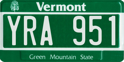 VT license plate YRA951