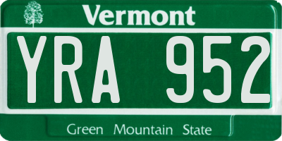 VT license plate YRA952