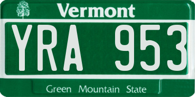 VT license plate YRA953