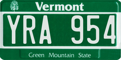 VT license plate YRA954