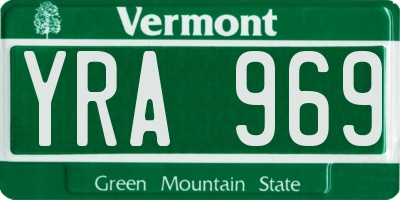 VT license plate YRA969