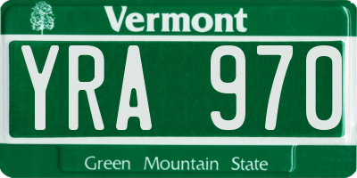 VT license plate YRA970