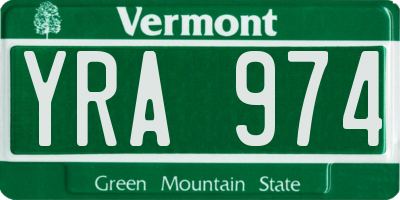 VT license plate YRA974