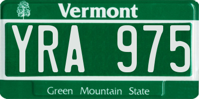 VT license plate YRA975