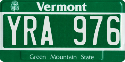 VT license plate YRA976