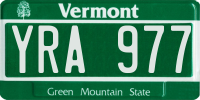 VT license plate YRA977