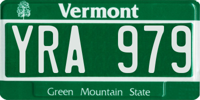 VT license plate YRA979