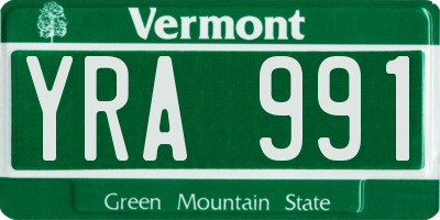 VT license plate YRA991