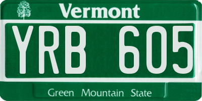 VT license plate YRB605