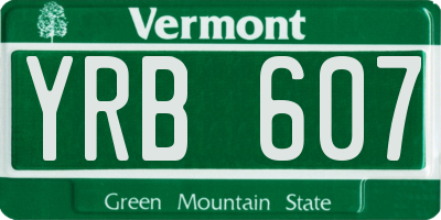 VT license plate YRB607