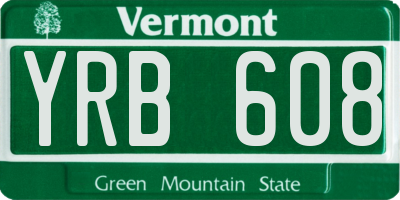 VT license plate YRB608