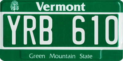 VT license plate YRB610