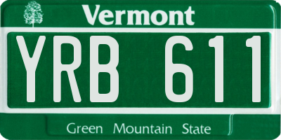 VT license plate YRB611