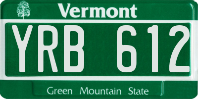 VT license plate YRB612