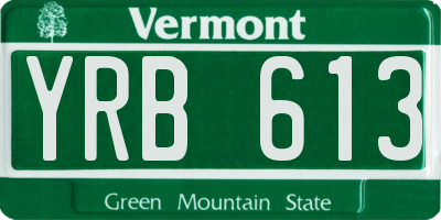 VT license plate YRB613