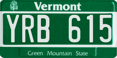 VT license plate YRB615