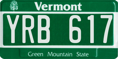 VT license plate YRB617