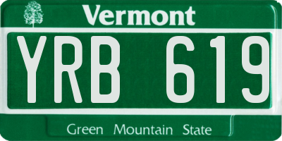 VT license plate YRB619