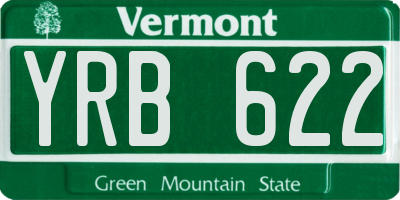 VT license plate YRB622