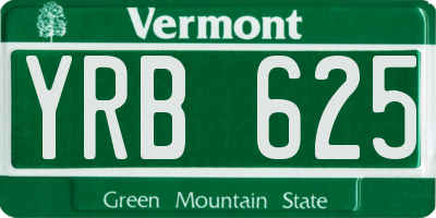 VT license plate YRB625