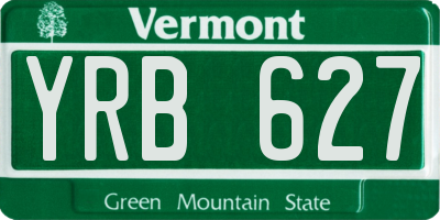 VT license plate YRB627